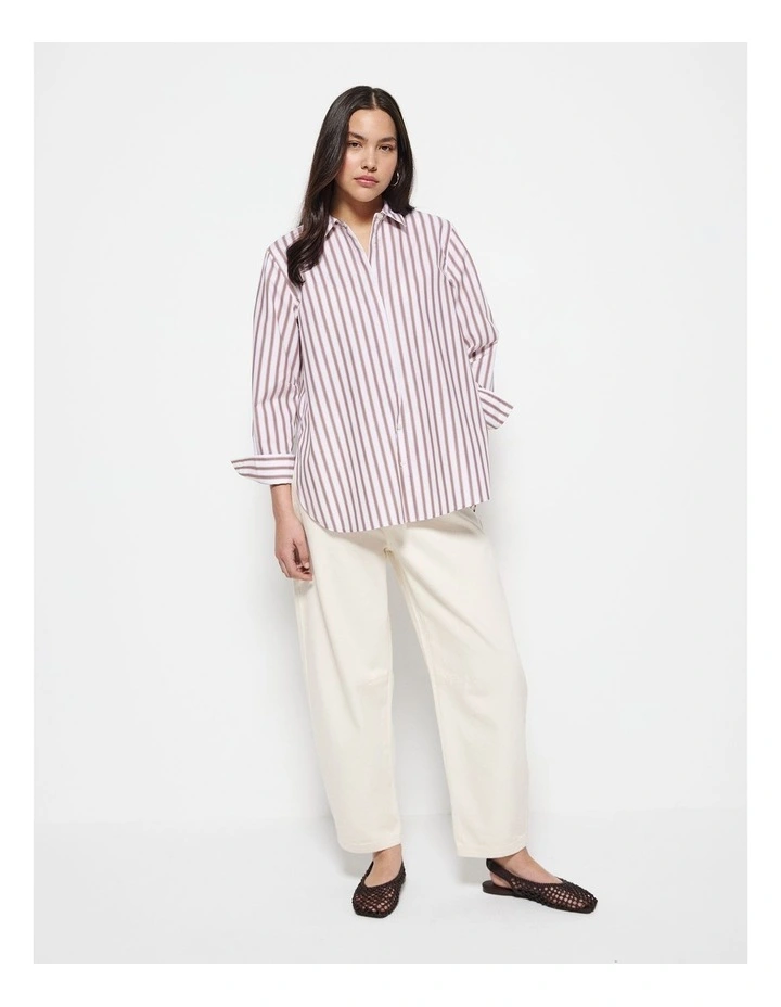Good Earth Cotton Demi Shirt in Tobacco Stripe image 6
