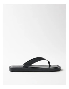 Lucia Leather Thong in Black