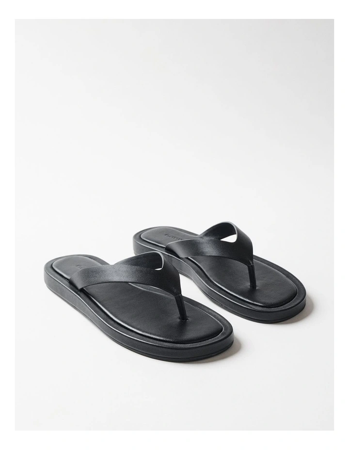 Lucia Leather Thong in Black image 3