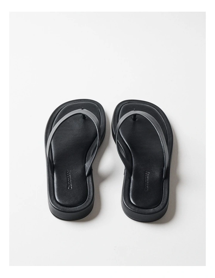 Lucia Leather Thong in Black image 4