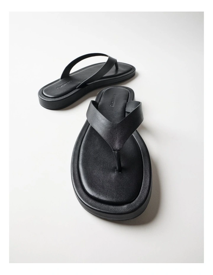 Lucia Leather Thong in Black image 5