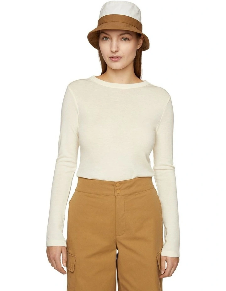Long Sleeve Rib Merino Tee in Cream image 1