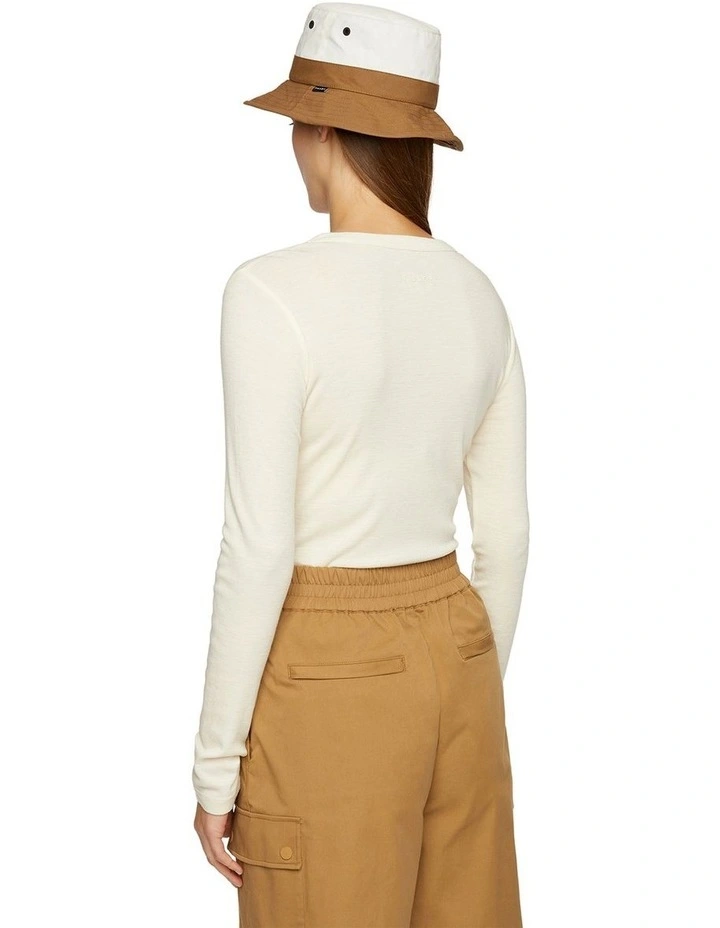Long Sleeve Rib Merino Tee in Cream image 2