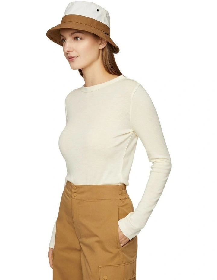 Long Sleeve Rib Merino Tee in Cream image 3