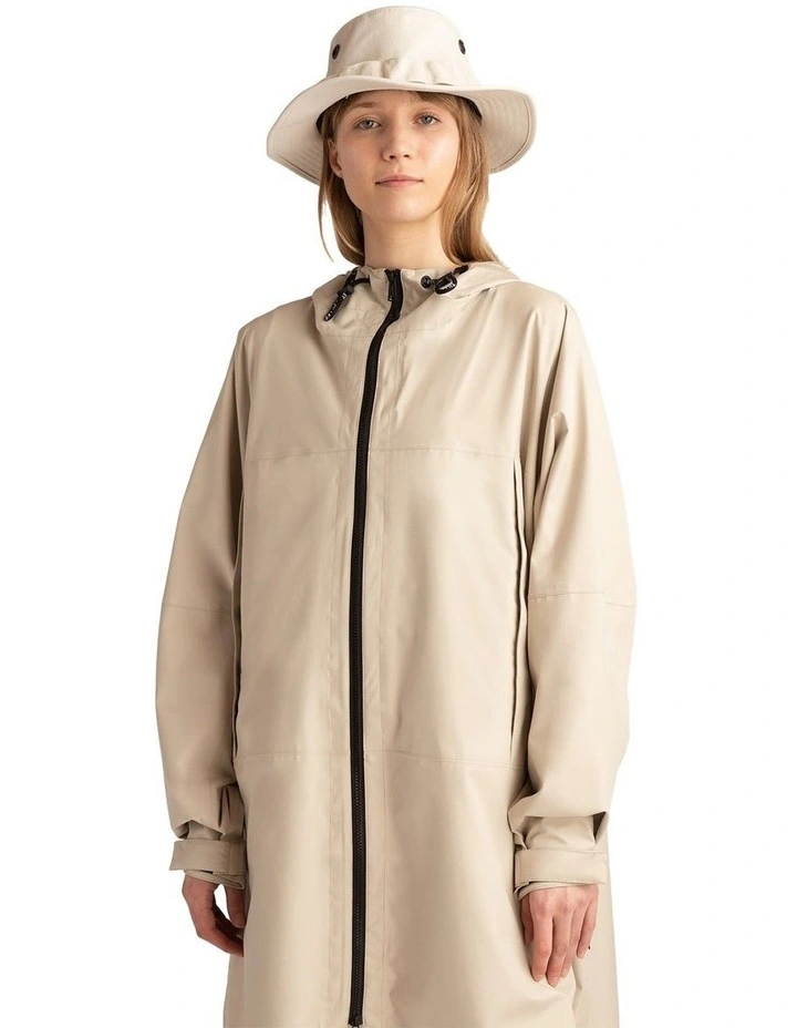 Packable Hooded Poncho in Tan image 1