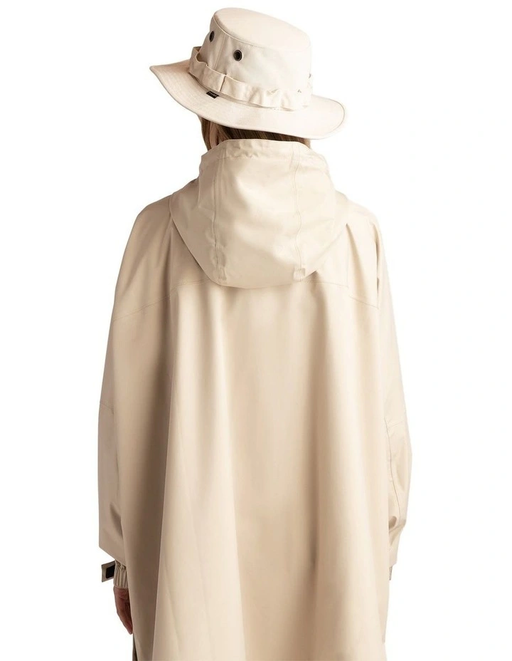 Packable Hooded Poncho in Tan image 2