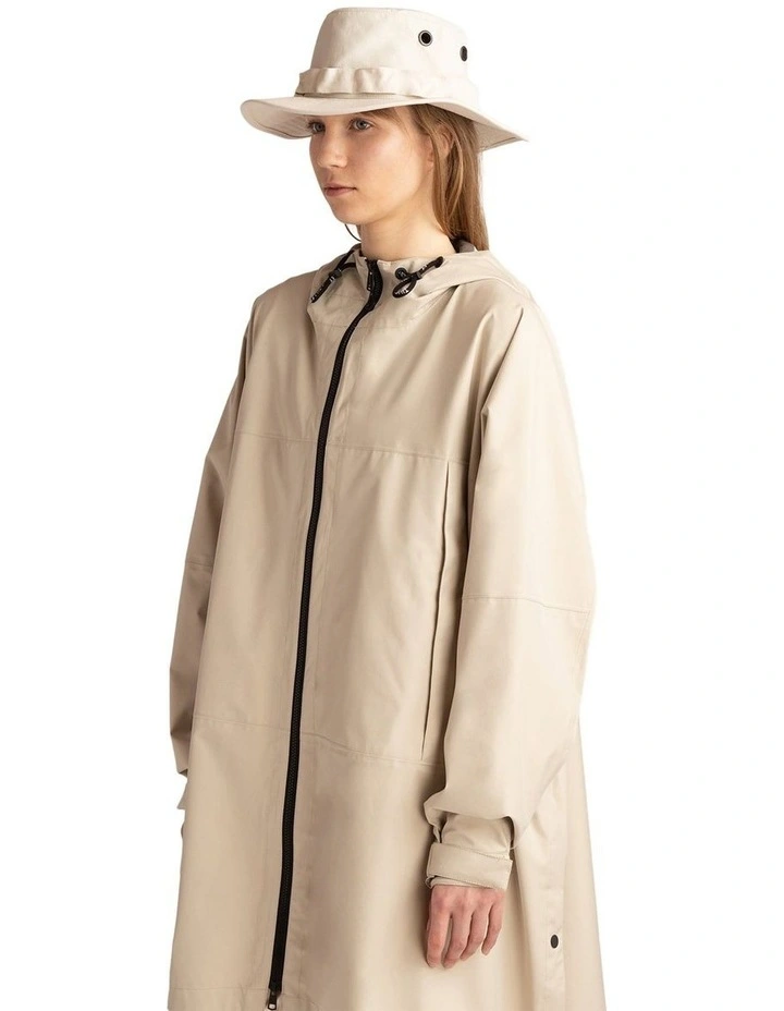 Packable Hooded Poncho in Tan image 3