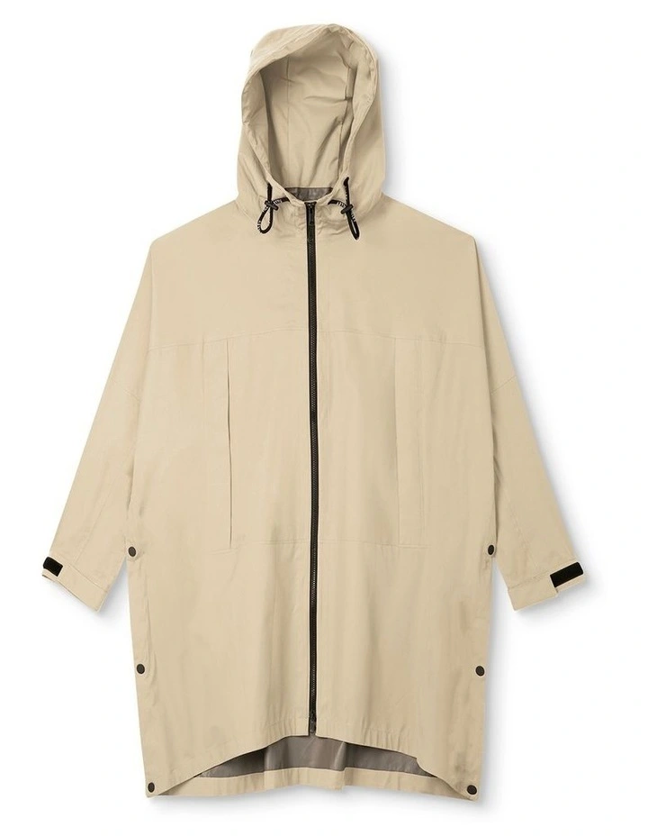 Packable Hooded Poncho in Tan image 5