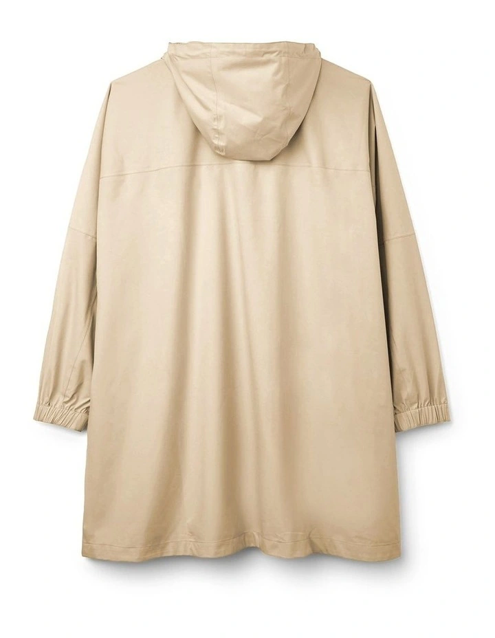 Packable Hooded Poncho in Tan image 6