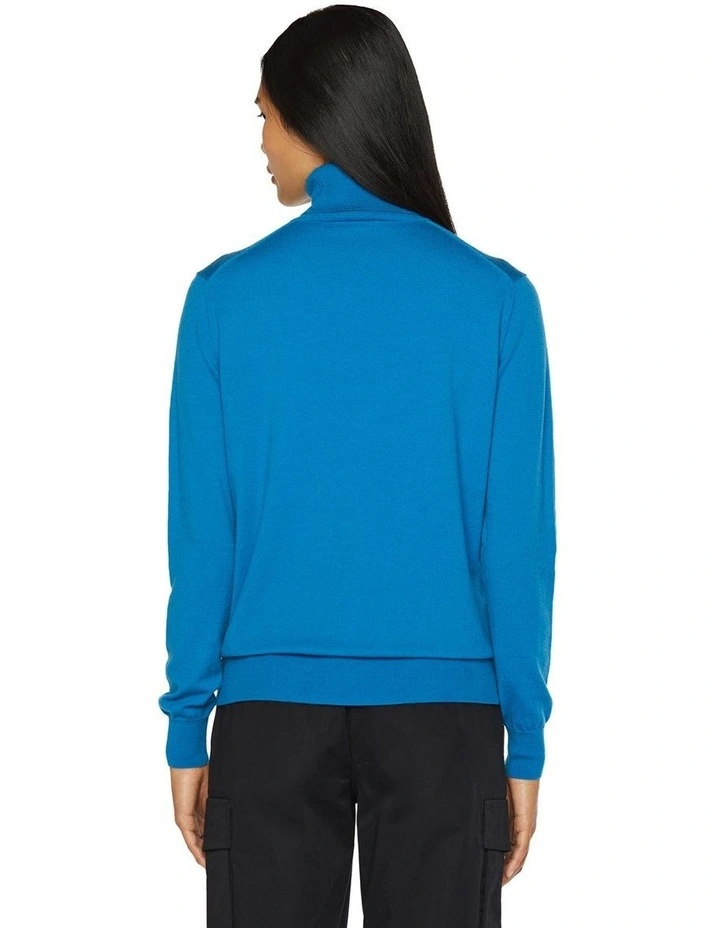 Stretch Merino Turtleneck Jumper in Blue image 2
