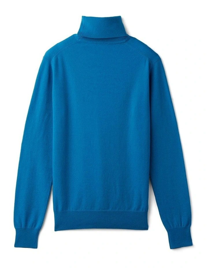 Stretch Merino Turtleneck Jumper in Blue image 4