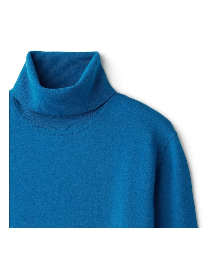 Stretch Merino Turtleneck Jumper in Blue image 5