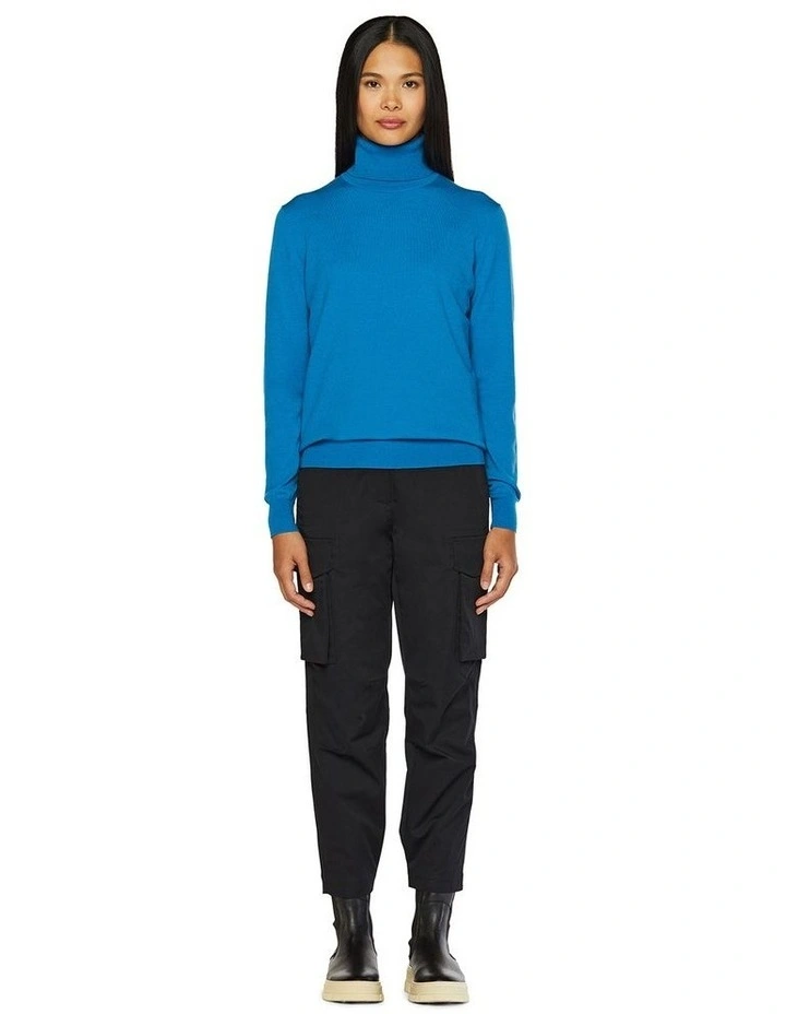Stretch Merino Turtleneck Jumper in Blue image 7