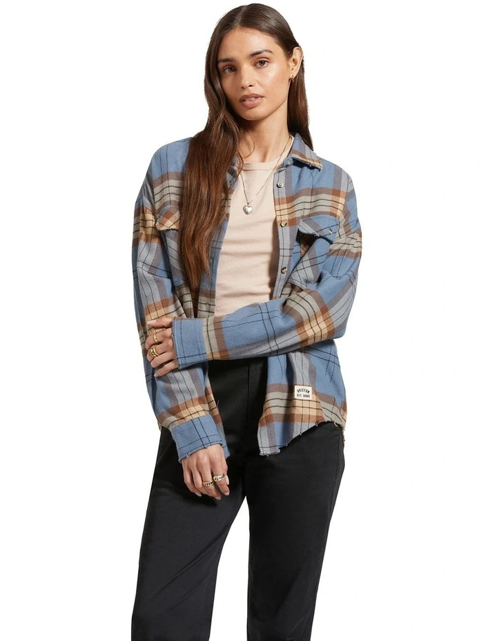 Bowery W Classic Flannel Flint Shirt in Blue/Pinecone Brown image 1