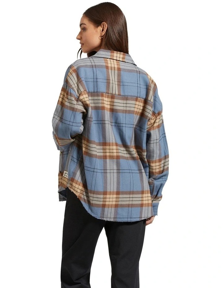 Bowery W Classic Flannel Flint Shirt in Blue/Pinecone Brown image 2