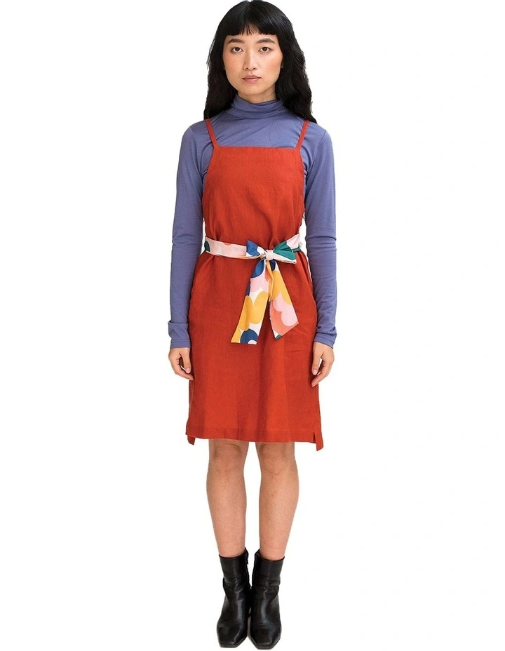 Pinafore Dress in Paprika Linen image 1
