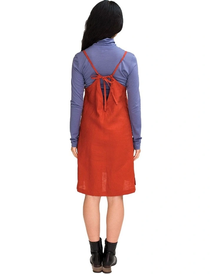 Pinafore Dress in Paprika Linen image 2