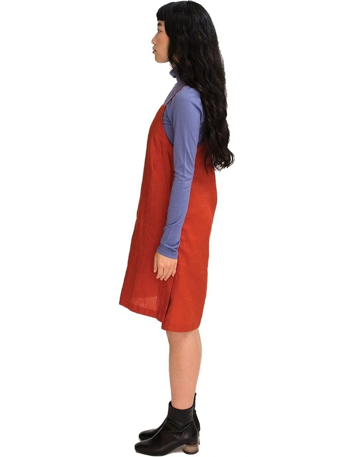 Pinafore Dress in Paprika Linen image 3