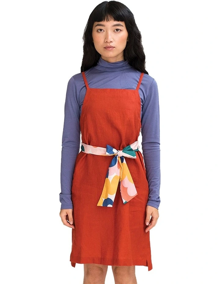 Pinafore Dress in Paprika Linen image 4
