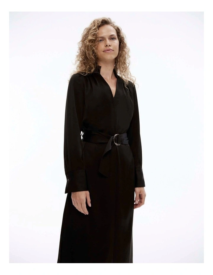 Modern Cuff Midi Dress in Black image 3