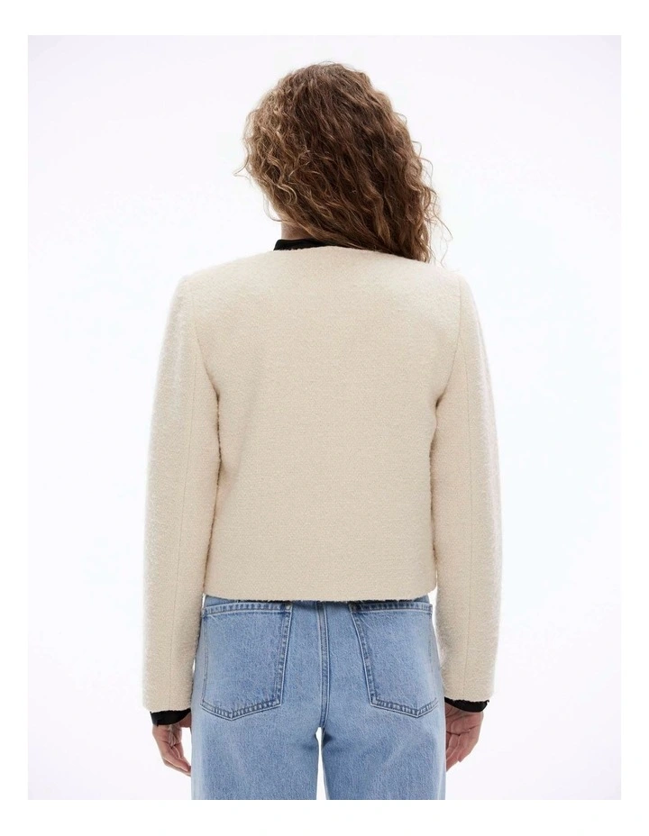 Wool Blend Textured Jacket in Cream image 5