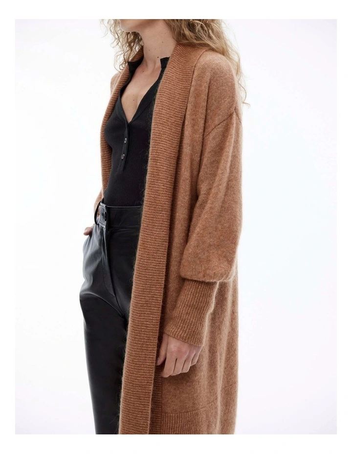 Mohair Knit Cardigan in Camel image 2