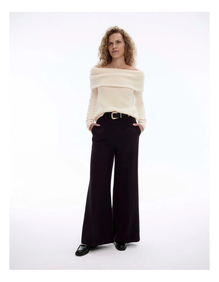 Alpaca Blend Off Shoulder Knit in Chalk image 3