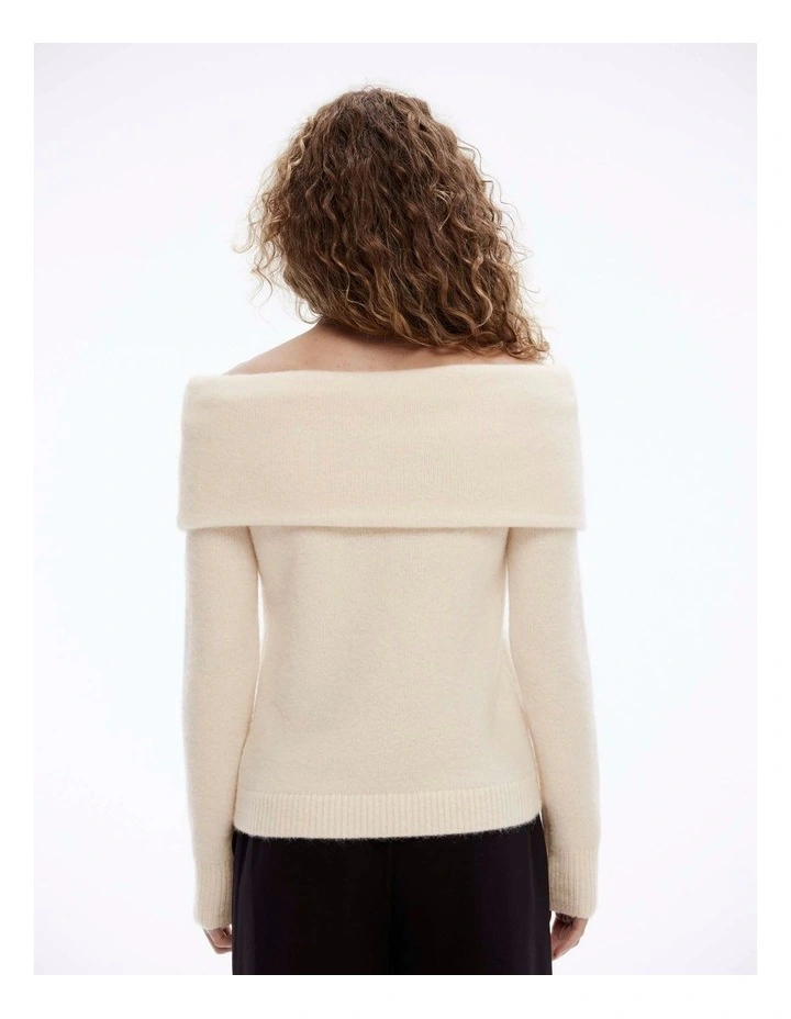 Alpaca Blend Off Shoulder Knit in Chalk image 4