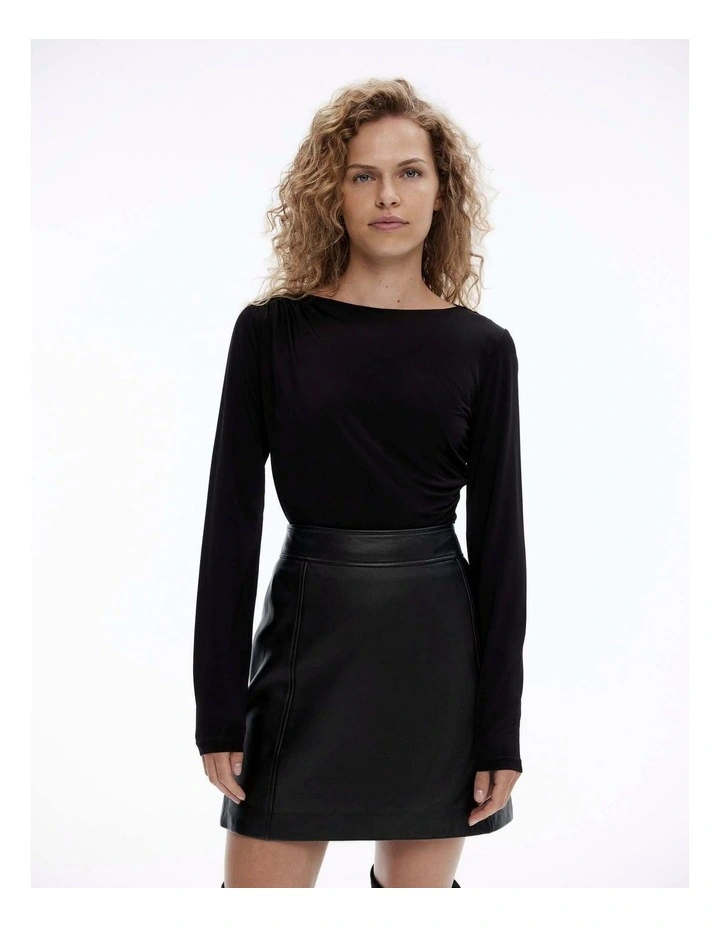 Long Sleeve Drape Top in Black image 1