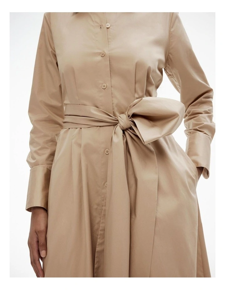 Witchery Cotton Sateen Shirt Dress in Washed Sand MYER