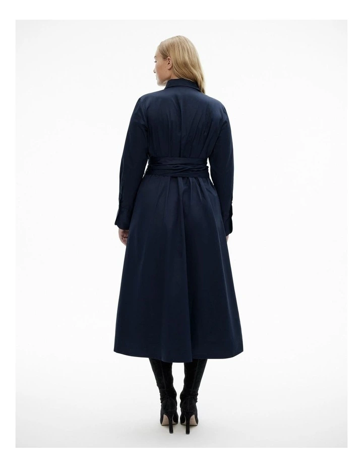 Cotton Sateen Shirt Dress in Blue Night image 5