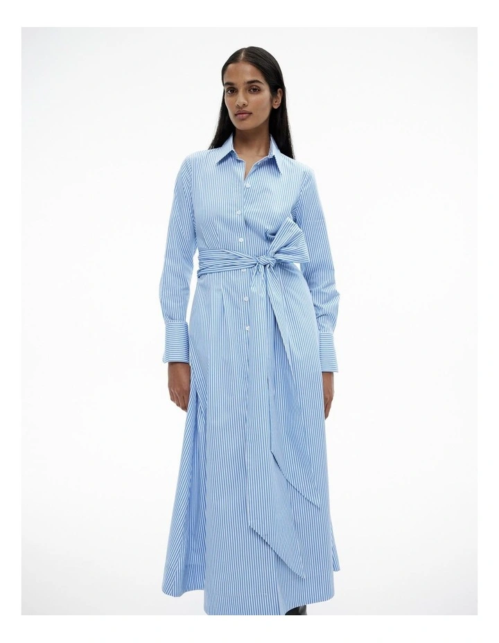 Stripe Sateen Shirt Dress in Blue Daze image 2