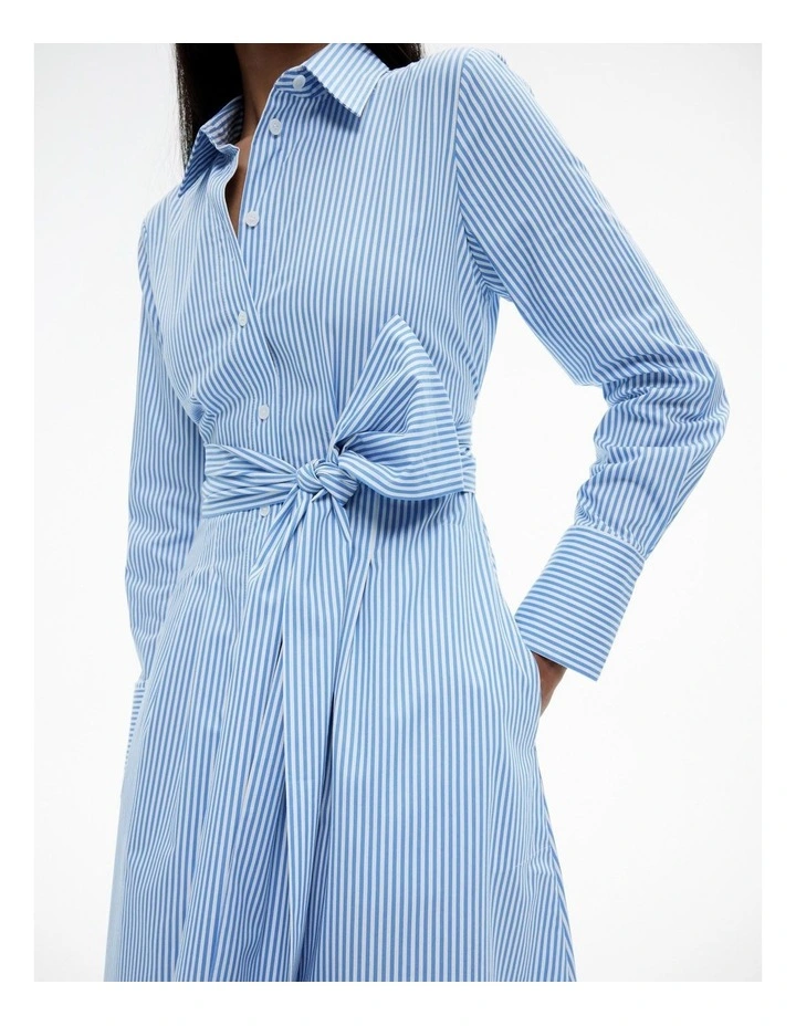 Stripe Sateen Shirt Dress in Blue Daze image 3