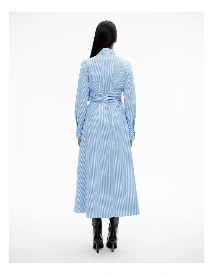 Stripe Sateen Shirt Dress in Blue Daze image 5
