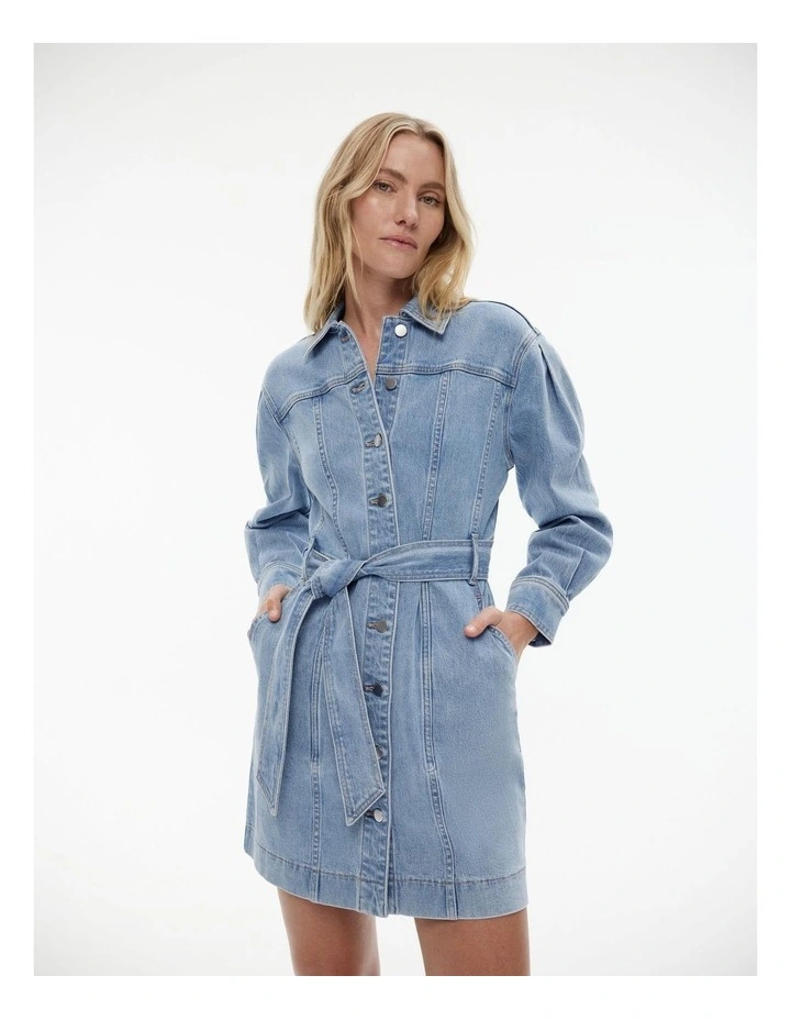 Seam Detail Dress in Vintage Wash Denim image 2