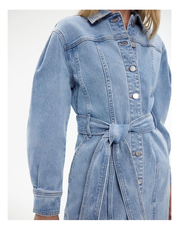Seam Detail Dress in Vintage Wash Denim image 3