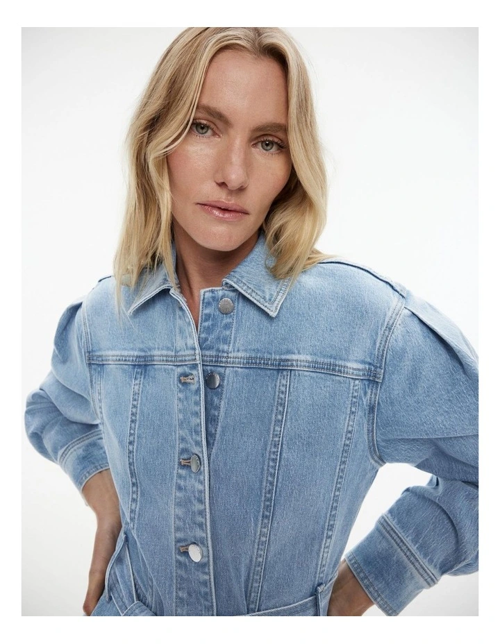 Seam Detail Dress in Vintage Wash Denim image 4