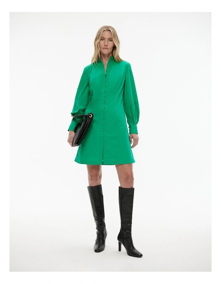 Seam Detail Mini Dress in Viridian Green image 2