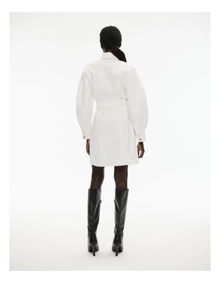 Denim Seam Detail Dress in Parchment image 3
