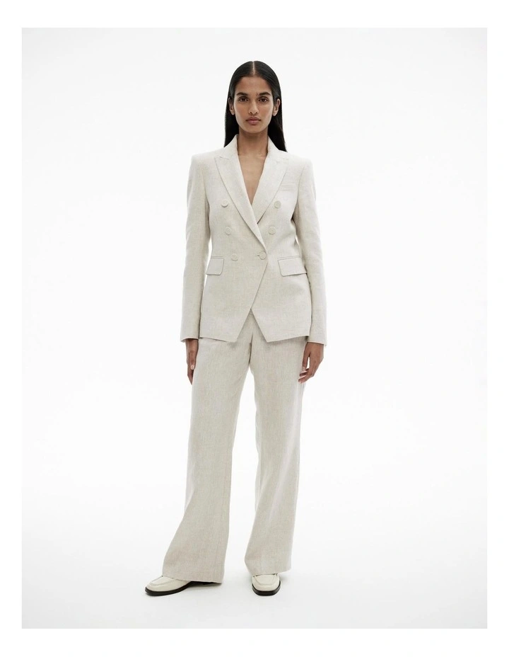 Yarn Dye Linen Double-breasted Blazer in Flax image 3