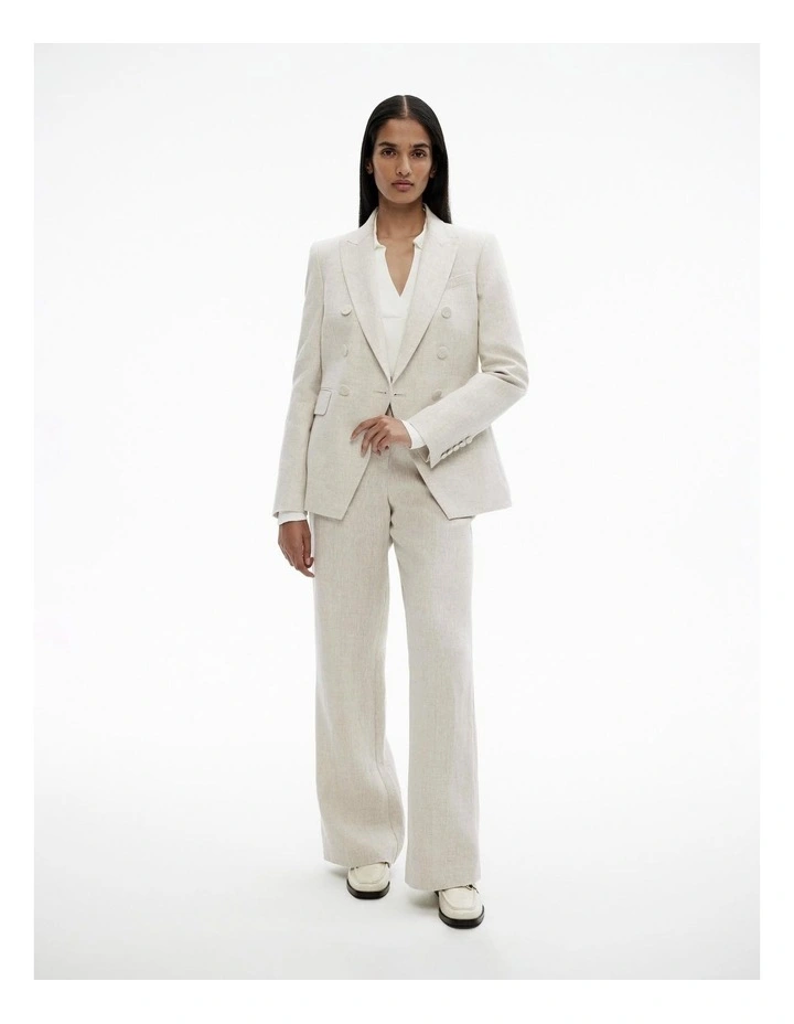 Yarn Dye Linen Double-breasted Blazer in Flax image 4