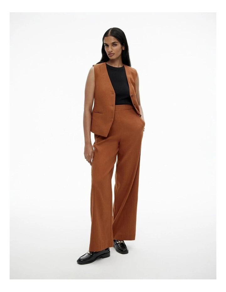 Cotton Linen Pull On Pant in Faded Terracotta image 2