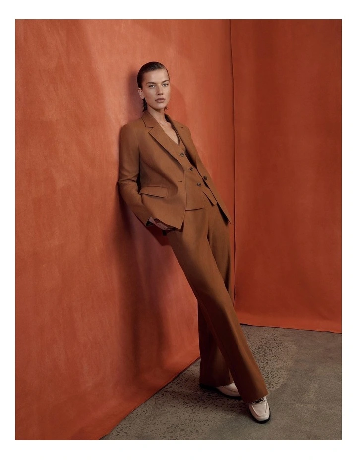 Cotton Linen Pull On Pant in Faded Terracotta image 5