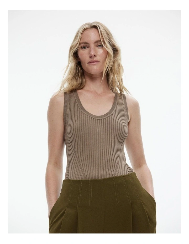 Scoop Neck Knit Tank in Washed Green image 1