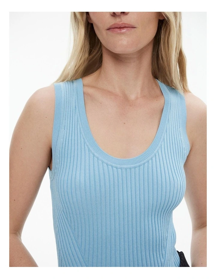 Scoop Neck Knit Tank in Soft Blue image 2