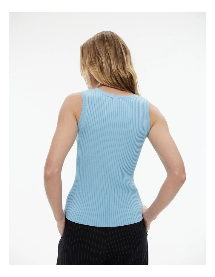 Scoop Neck Knit Tank in Soft Blue image 4