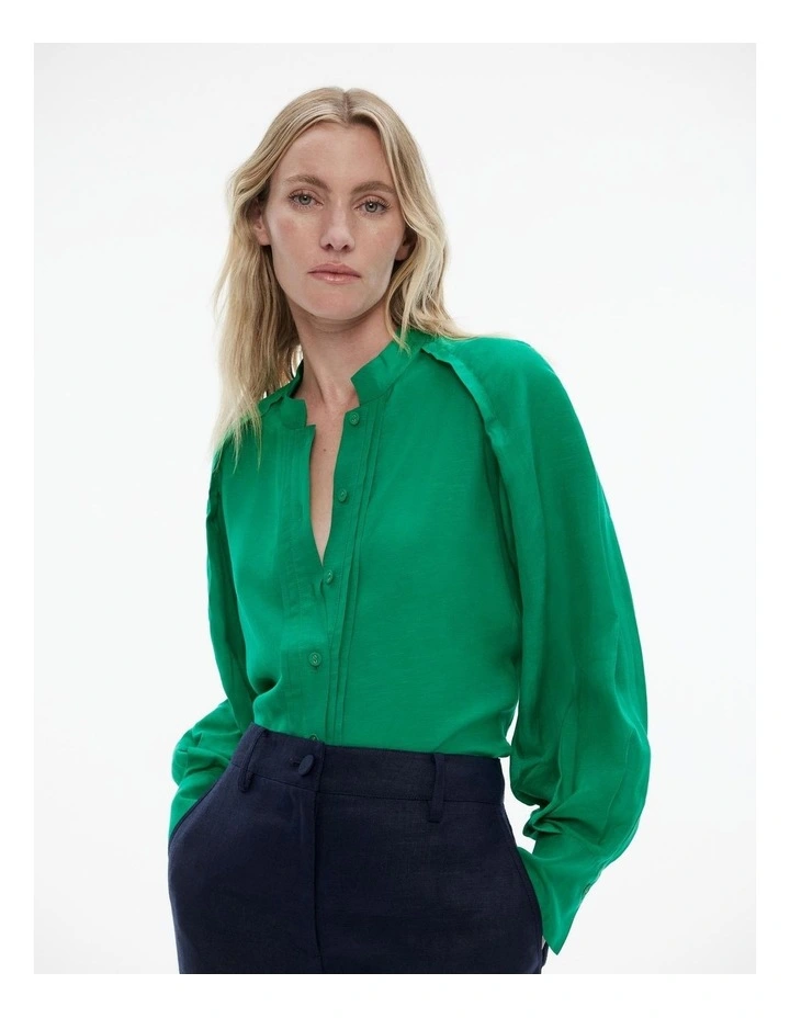 Witchery High Neck Raglan Sleeve Blouse in Viridian Green | MYER