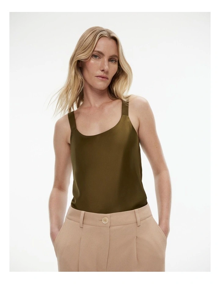 Silk Satin Scoop Camisole in Jungle image 1