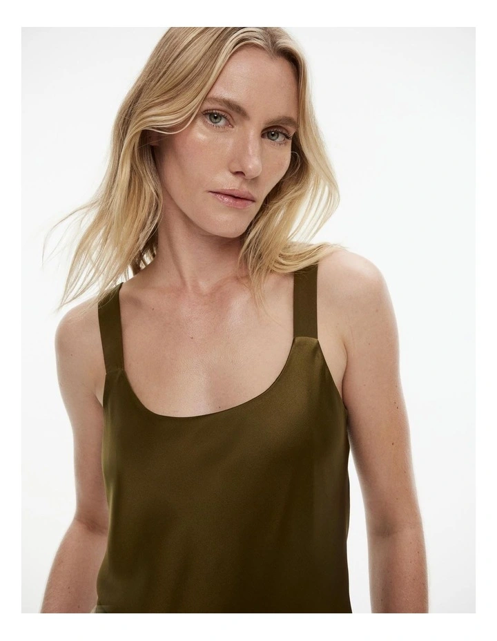 Silk Satin Scoop Camisole in Jungle image 3