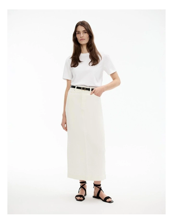Denim Maxi Skirt in Parchment image 1